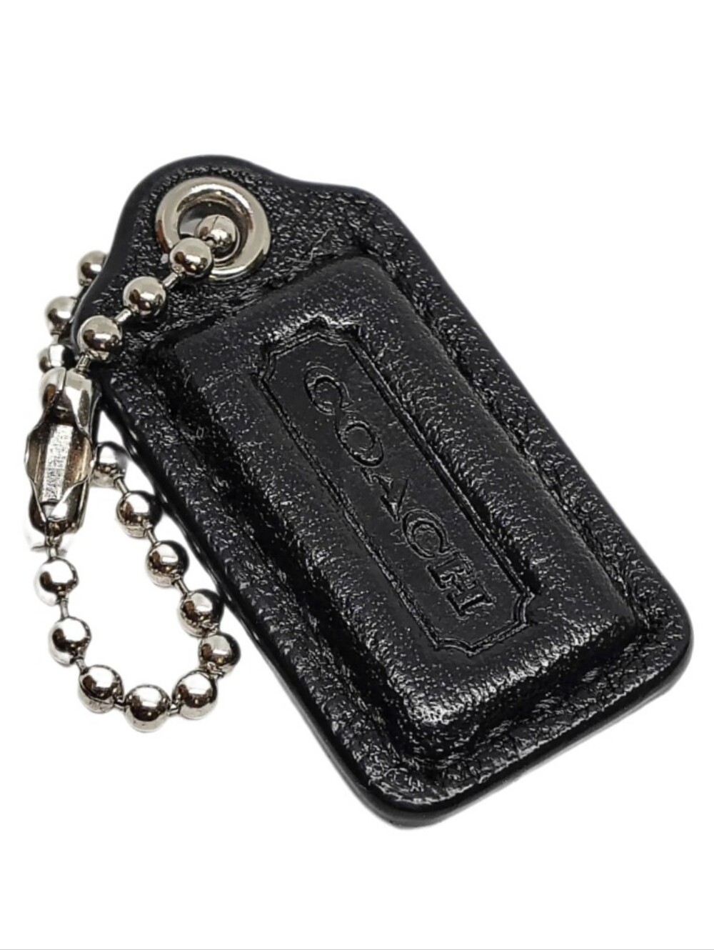 😍 Mini 1.5" Coach Black Matte Leather Hangtag Bag Fob Purse Charm Keychain Y2K
